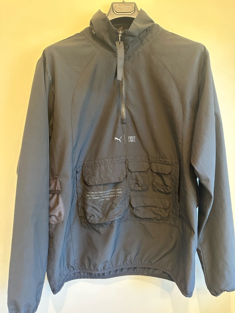 Puma Men's Black Performance Half-Zip Jacket with Utility Pockets